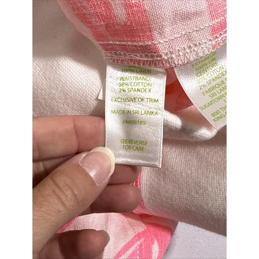 Lilly Pulitzer The Beach Pant Womens Size Small Pink Colorful Hippie Linen‎ - Picture 12 of 16